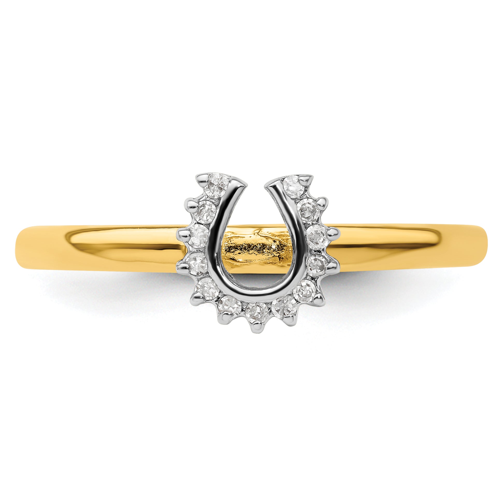 Sterling Silver Stackable Expressions Yellow Plated Dia. Horseshoe Ring