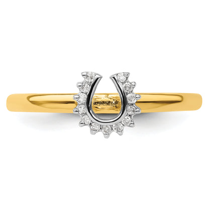 Sterling Silver Stackable Expressions Yellow Plated Dia. Horseshoe Ring