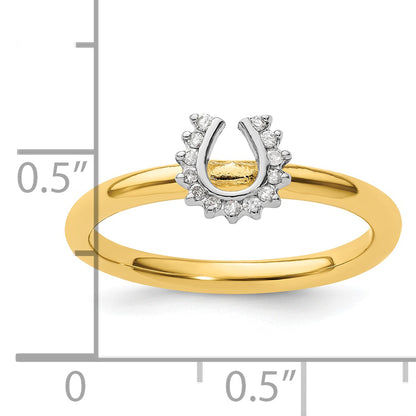 Sterling Silver Stackable Expressions Yellow Plated Dia. Horseshoe Ring