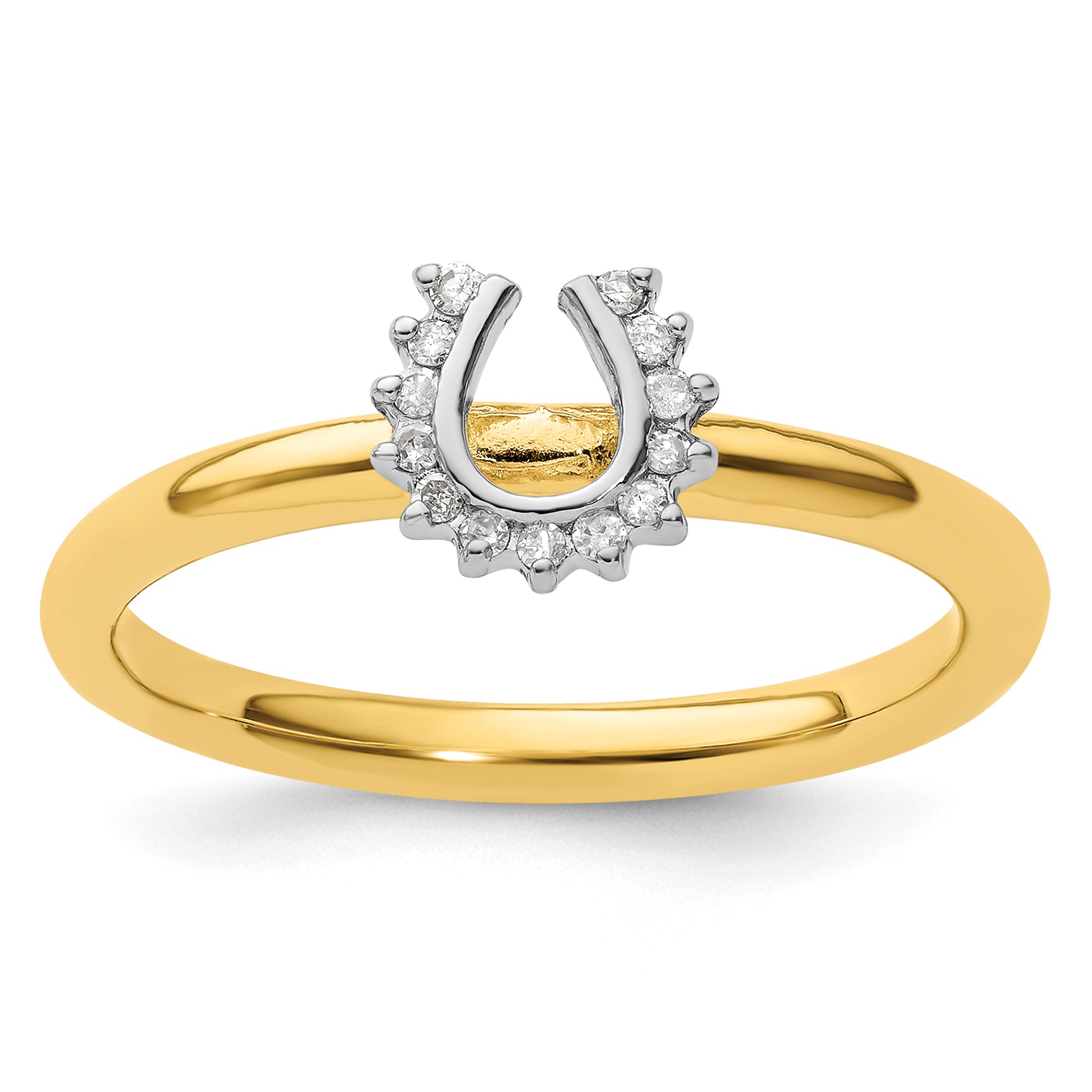 Sterling Silver Stackable Expressions Yellow Plated Dia. Horseshoe Ring