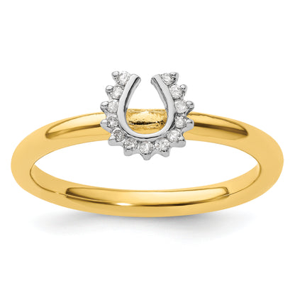 Sterling Silver Stackable Expressions Yellow Plated Dia. Horseshoe Ring
