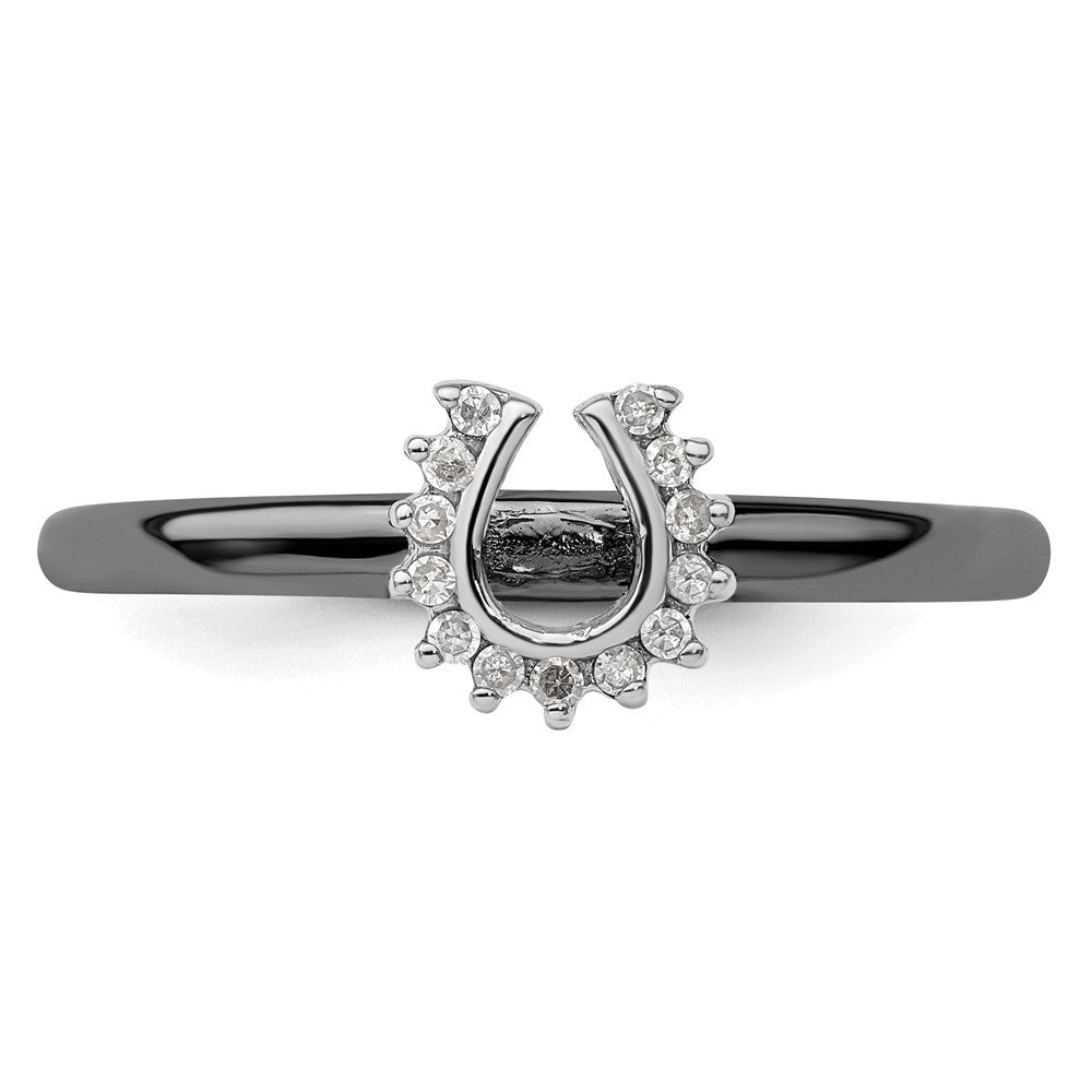 Sterling Silver Stackable Expressions Black Plated Dia. Horseshoe Ring
