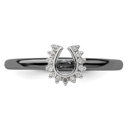Sterling Silver Stackable Expressions Black Plated Dia. Horseshoe Ring