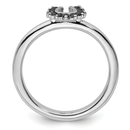 Sterling Silver Stackable Expressions Rhodium Black Dia. Horseshoe Ring