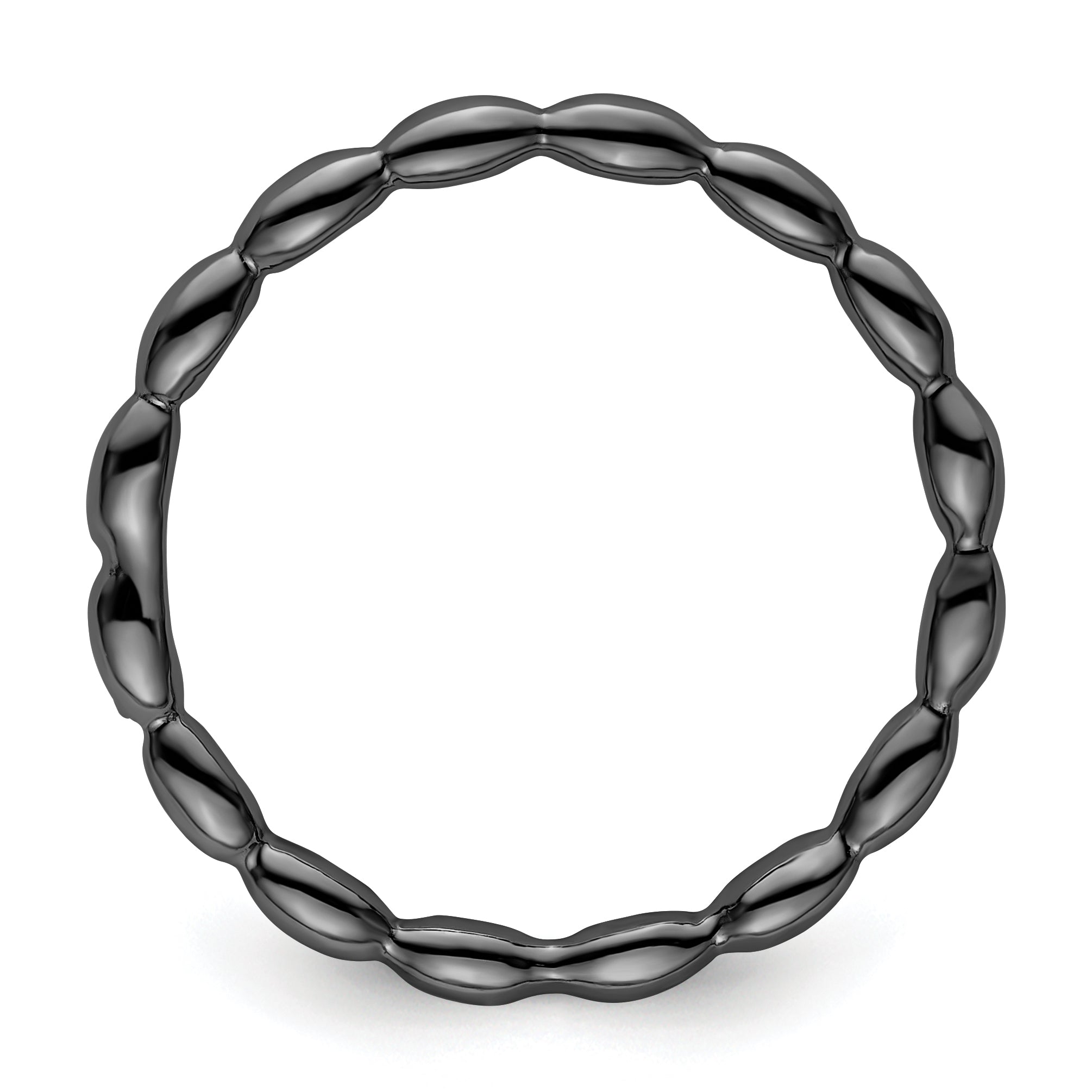 Sterling Silver Stackable Expressions Black Plated Rice Ring
