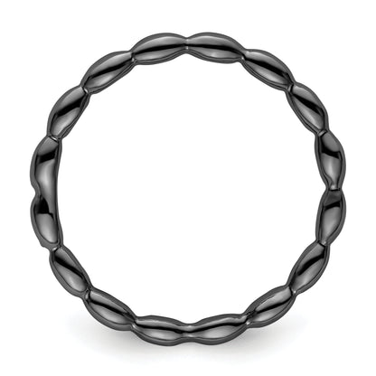 Sterling Silver Stackable Expressions Black Plated Rice Ring