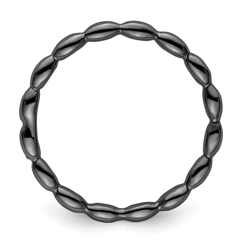 Sterling Silver Stackable Expressions Black Plated Rice Ring