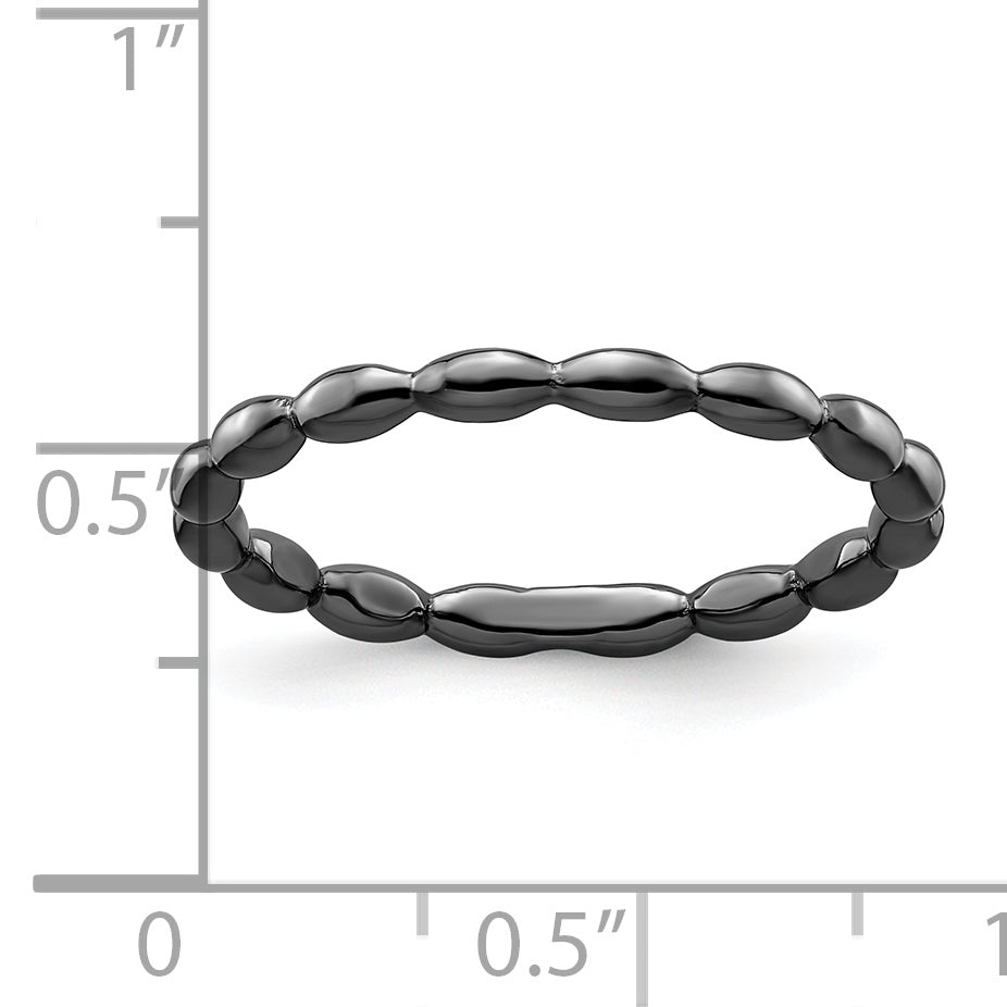 Sterling Silver Stackable Expressions Black Plated Rice Ring