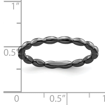 Sterling Silver Stackable Expressions Black Plated Rice Ring