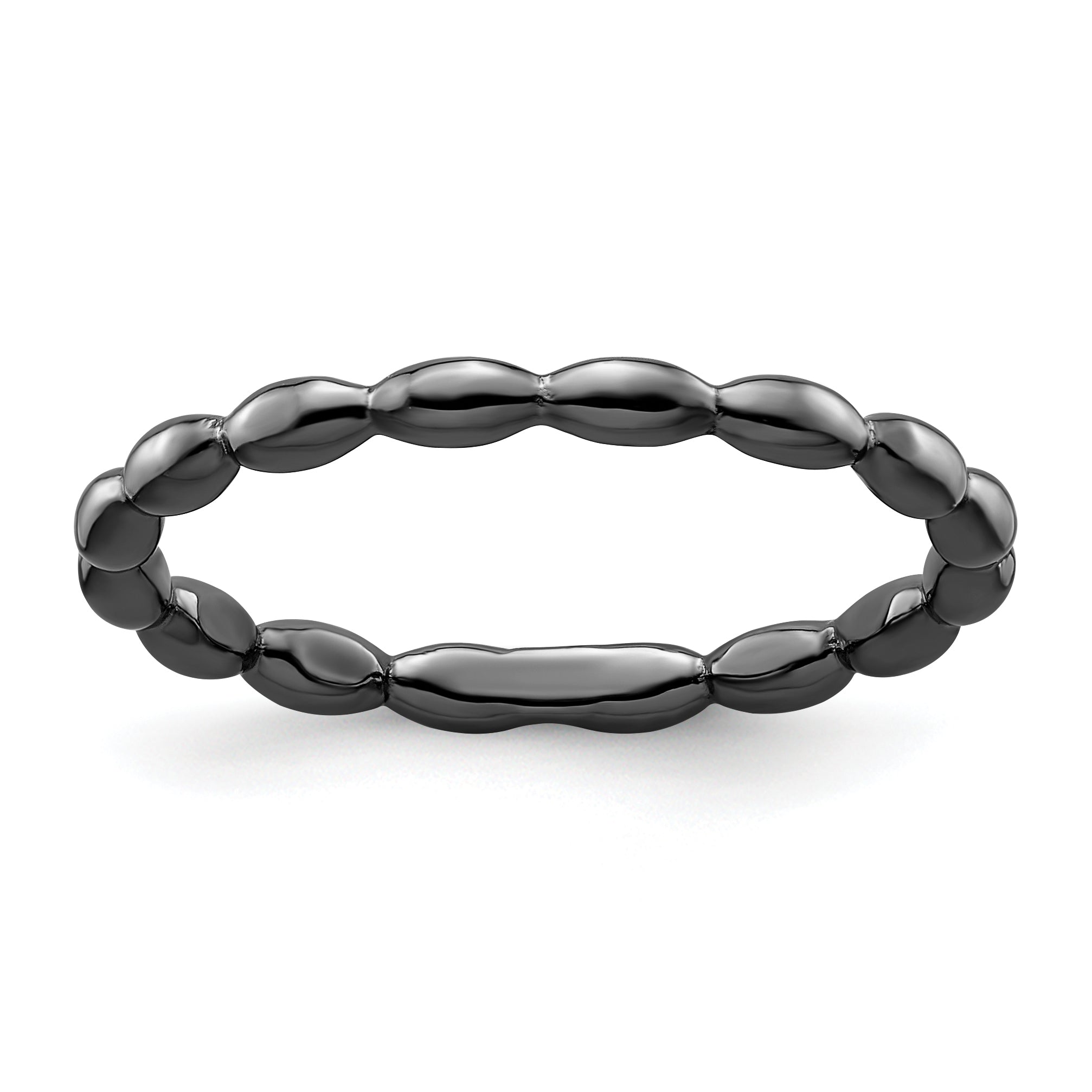Sterling Silver Stackable Expressions Black Plated Rice Ring