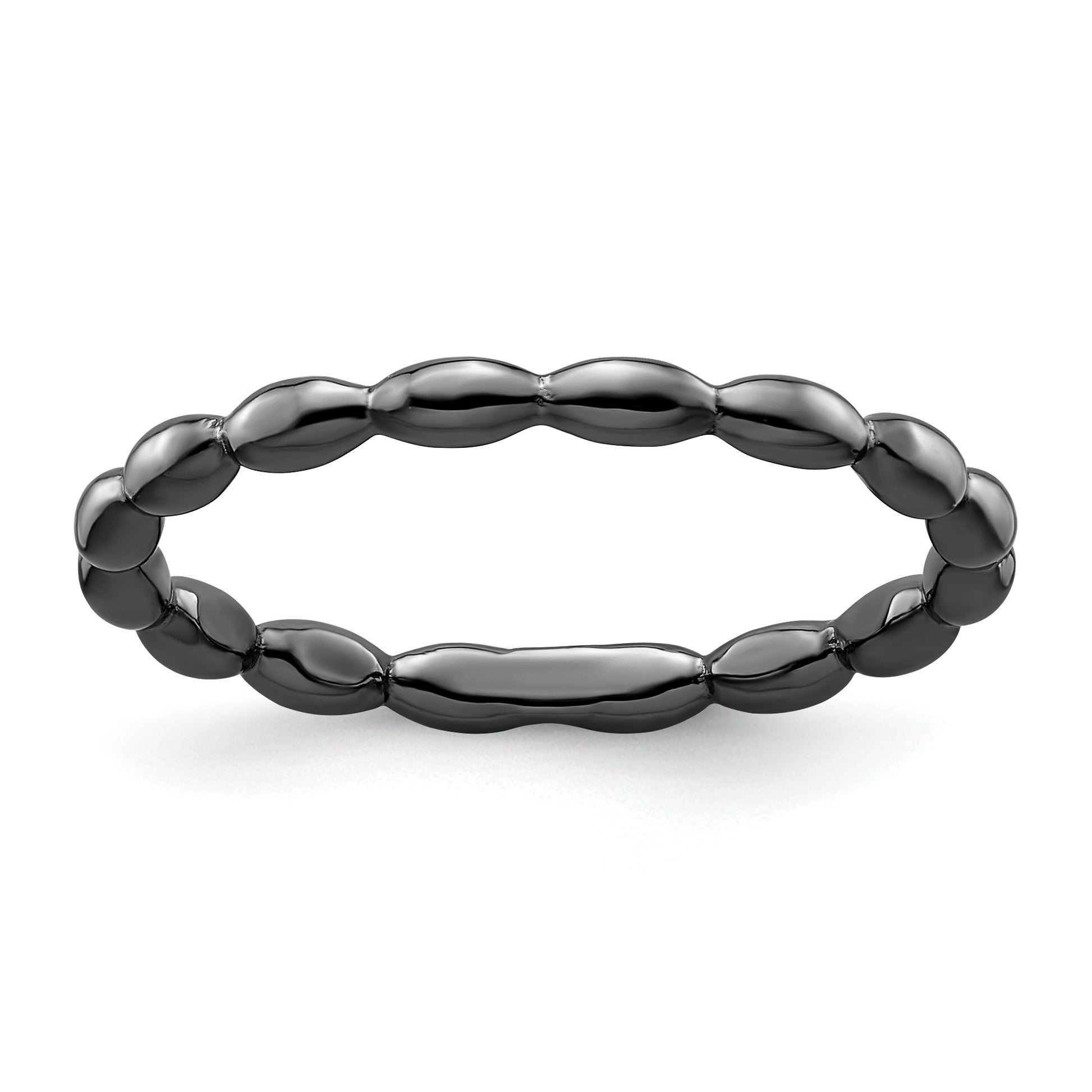 Sterling Silver Stackable Expressions Black Plated Rice Ring