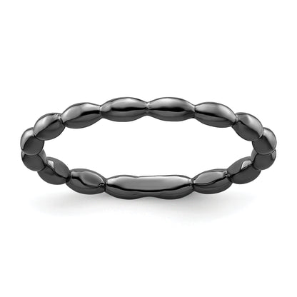 Sterling Silver Stackable Expressions Black Plated Rice Ring