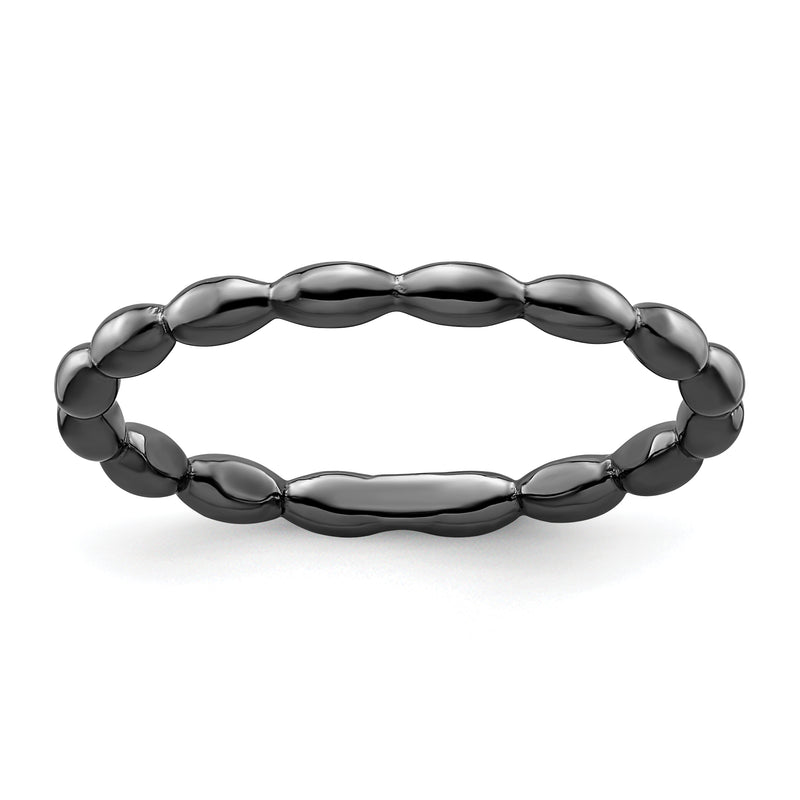 Sterling Silver Stackable Expressions Black Plated Rice Ring