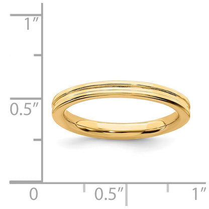 Sterling Silver Stackable Expressions Gold Plated Grooved Ring