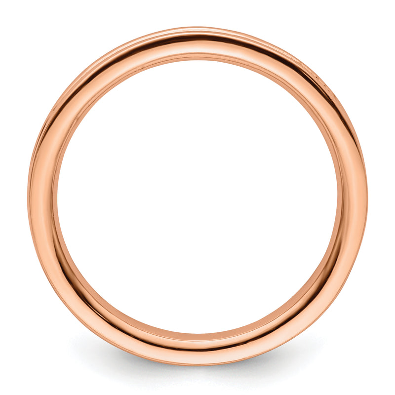 Sterling Silver Stackable Expressions Pink Plated Grooved Ring