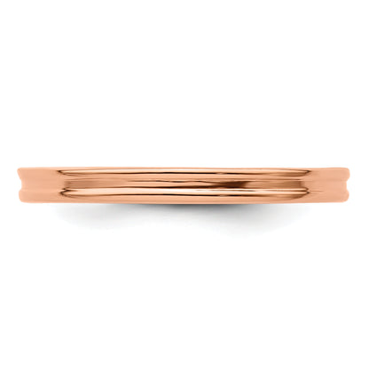 Sterling Silver Stackable Expressions Pink Plated Grooved Ring