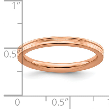 Sterling Silver Stackable Expressions Pink Plated Grooved Ring