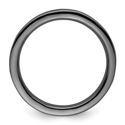 Sterling Silver Stackable Expressions Black Plated Grooved Ring