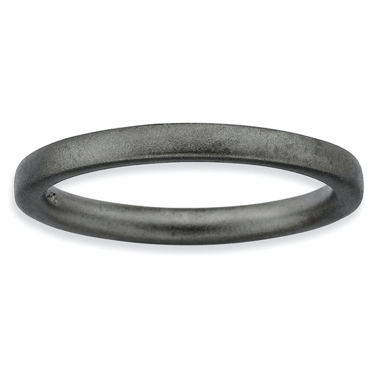 Sterling Silver Stackable Expressions Black Plated Satin Ring (Size 5 Only)
