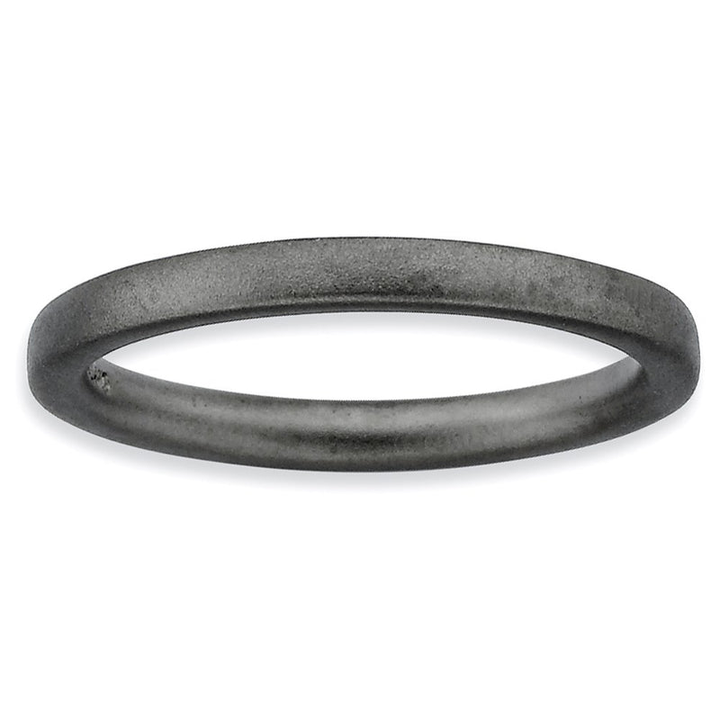 Sterling Silver Stackable Expressions Black Plated Satin Ring (Size 5 Only)