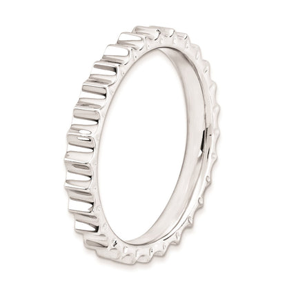 Sterling Silver Stackable Expressions Rhodium Ring (Size 6 Only)