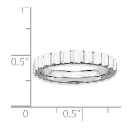 Sterling Silver Stackable Expressions Rhodium Ring (Size 6 Only)