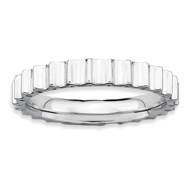 Sterling Silver Stackable Expressions Rhodium Ring (Size 6 Only)