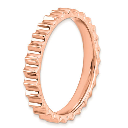 Sterling Silver Stackable Expressions Pink Plated Ring (Size 7 Only)