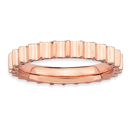 Sterling Silver Stackable Expressions Pink Plated Ring (Size 7 Only)