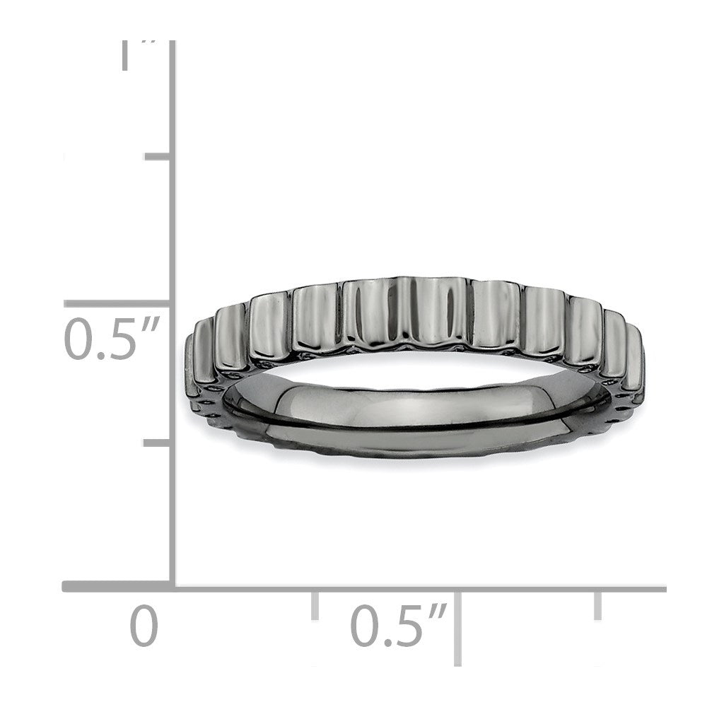 Sterling Silver Stackable Expressions Black Plated Ring