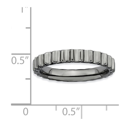 Sterling Silver Stackable Expressions Black Plated Ring