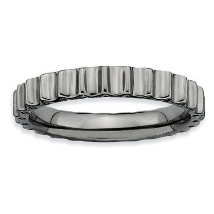 Sterling Silver Stackable Expressions Black Plated Ring