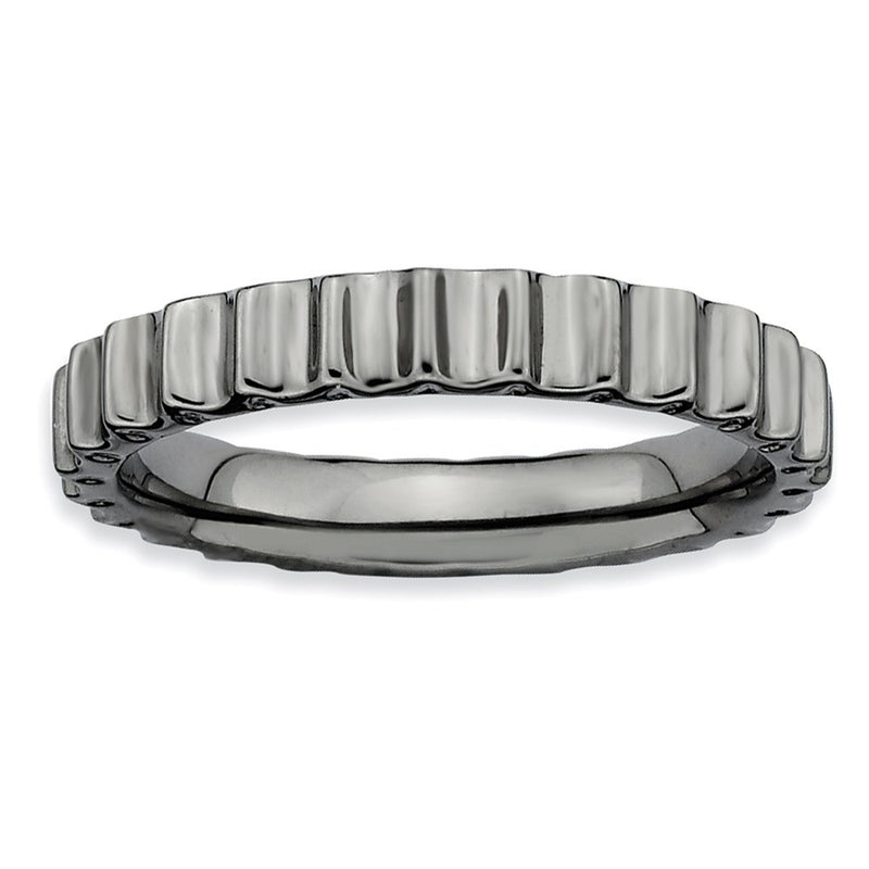 Sterling Silver Stackable Expressions Black Plated Ring