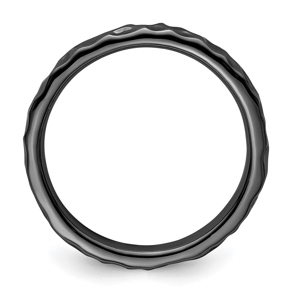 Sterling Silver Stackable Expressions Black Plated Ring