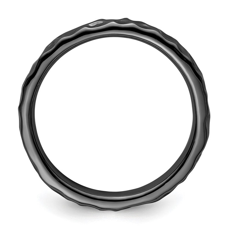 Sterling Silver Stackable Expressions Black Plated Ring