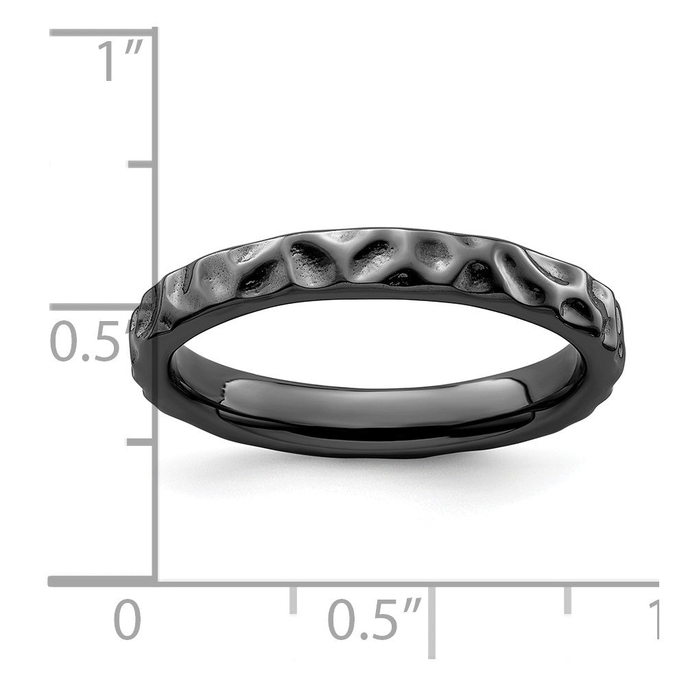 Sterling Silver Stackable Expressions Black Plated Ring