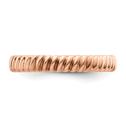 Sterling Silver Stackable Expressions Pink Plated Ring
