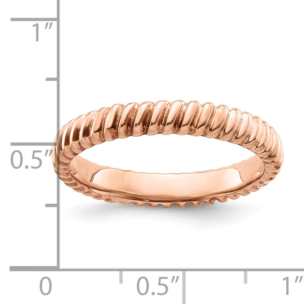 Sterling Silver Stackable Expressions Pink Plated Ring