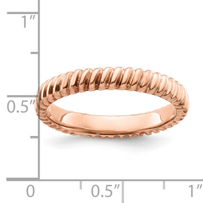 Sterling Silver Stackable Expressions Pink Plated Ring