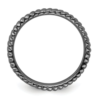 Sterling Silver Stackable Expressions Black Plated Ring