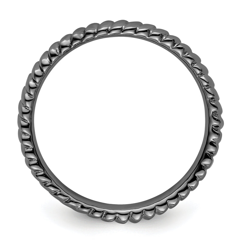 Sterling Silver Stackable Expressions Black Plated Ring