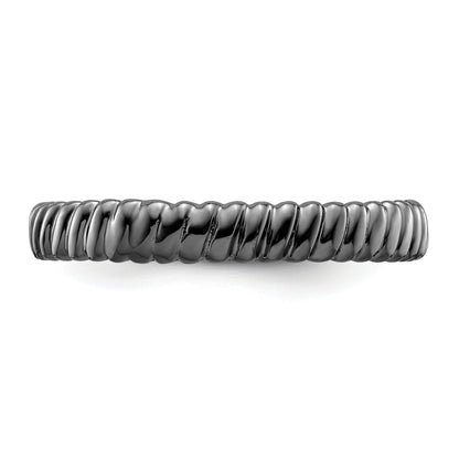 Sterling Silver Stackable Expressions Black Plated Ring