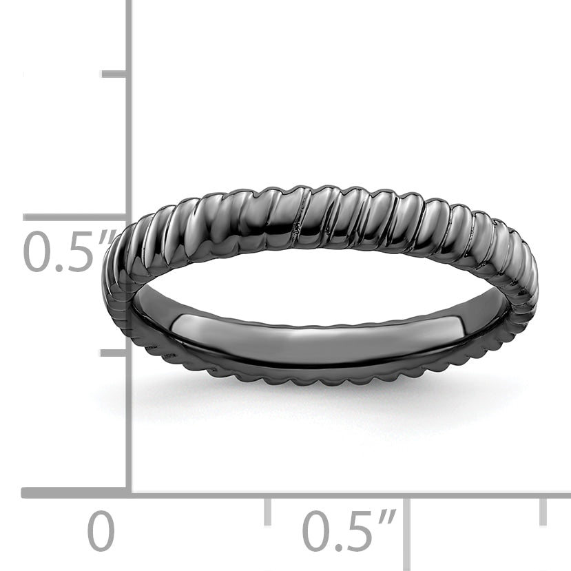 Sterling Silver Stackable Expressions Black Plated Ring