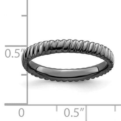 Sterling Silver Stackable Expressions Black Plated Ring