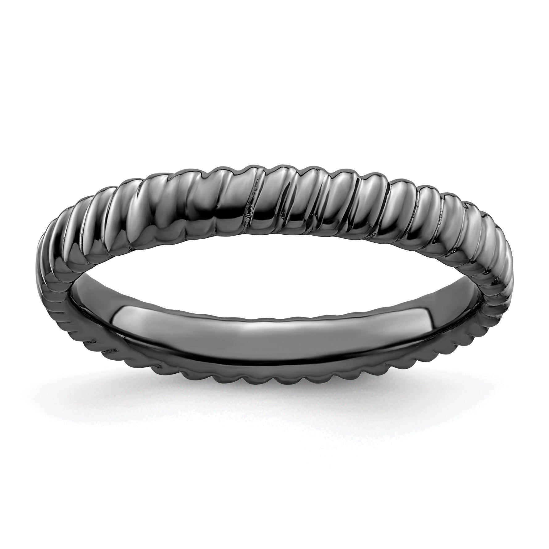 Sterling Silver Stackable Expressions Black Plated Ring