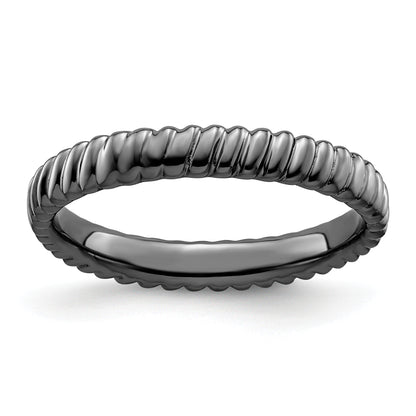 Sterling Silver Stackable Expressions Black Plated Ring