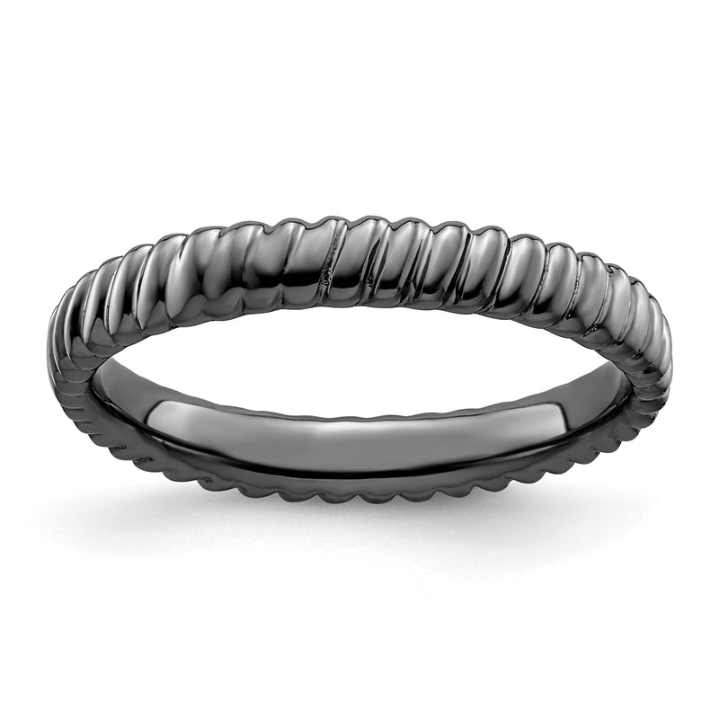 Sterling Silver Stackable Expressions Black Plated Ring