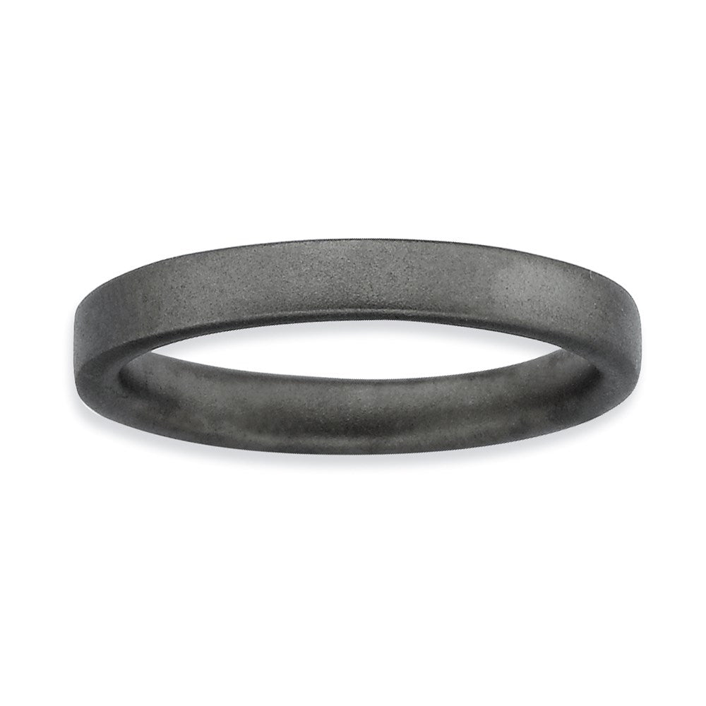 Sterling Silver Stackable Expressions Black Plated Satin Ring (Size 10 Only)