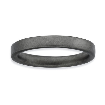 Sterling Silver Stackable Expressions Black Plated Satin Ring (Size 10 Only)