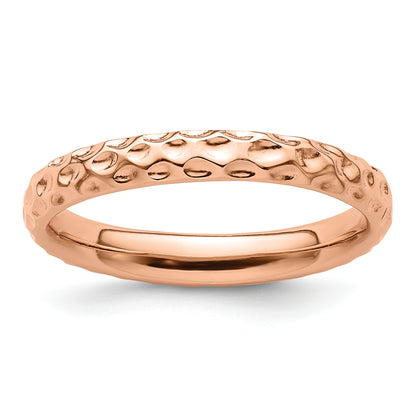 Sterling Silver Stackable Expressions Pink Plated Ring